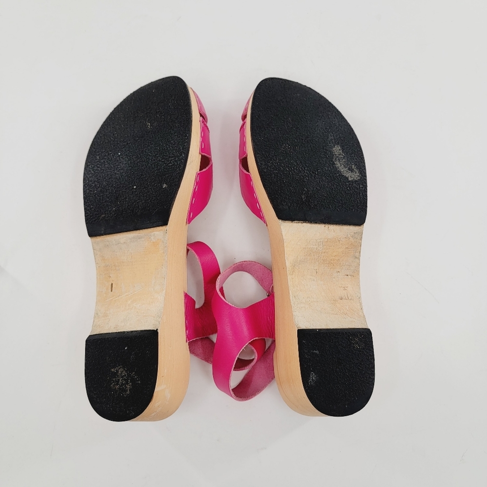 Swedish Hasbeens Suzanne Hot Pink Peep Toe Sandal Clogs - Picture 11 of 16